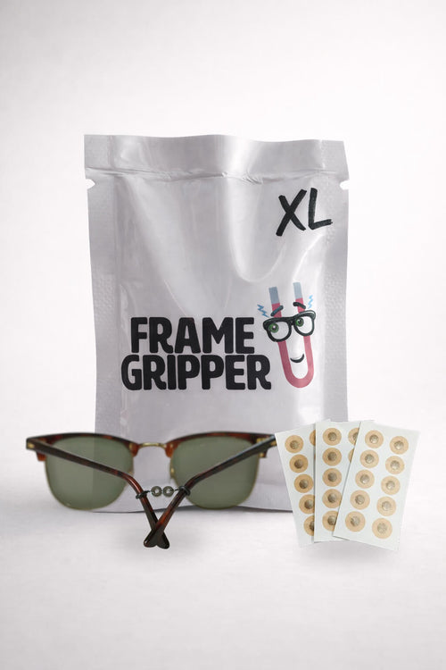 a white bag with sunglasses and a pair of glasses